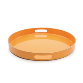 Bandeja Redonda Com Alça Plástico Laranja