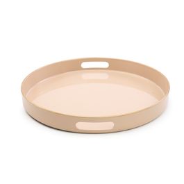 Bandeja Redonda Com Alça Plástico Bege