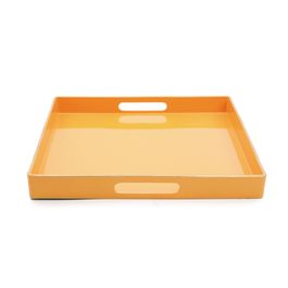 Bandeja Quadrada Com Alça Plástico Laranja