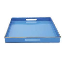 Bandeja Quadrada Com Alça Plástico Azul