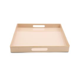 Bandeja Quadrda Com Alça Plástico Bege