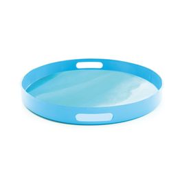 Bandeja Redonda Com Alça Plástico Azul Tiffany
