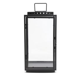Lanterna Com Alça E Porta Vela Metal Preto / Incolor