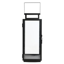 Lanterna Com Alça E Porta Vela Metal Preto / Incolor