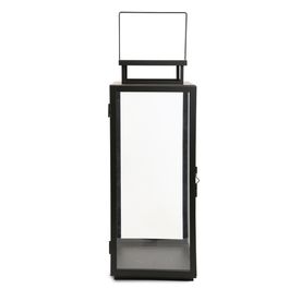 Lanterna Com Alça E Porta Vela Metal Preto / Incolor