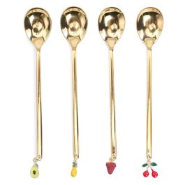 Colher De Chá Jogo C/ 4 Peças Aço Inox Dourado