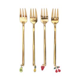 Garfinho Jogo C/ 4 Peças Aço Inox Dourado