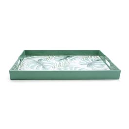 Bandeja Retangular Com Alça Plástico Verde / Branco
