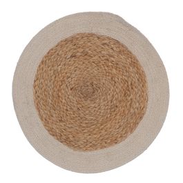 Lugar Americano Redondo Fibra Natural Bege / Branco