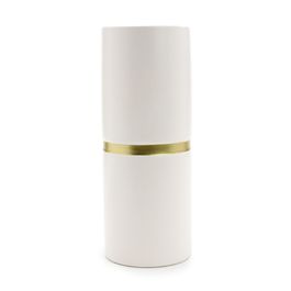 Vaso Cerâmica Off White / Dourado