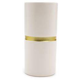 Vaso Cerâmica Off White / Dourado