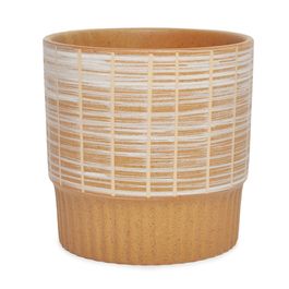 Cachepot Cerâmica Marrom / Branco