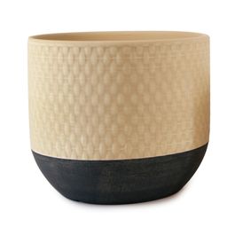 Cachepot Cerâmica Bege / Preto