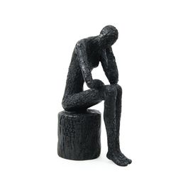 Escultura Pensador Resina Preto