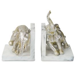 Porta Livros Elefante Resina Dourado