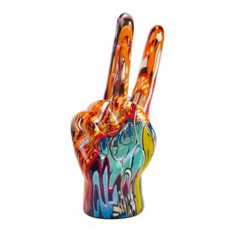 Decorativo Mão Paz Resina Colorido