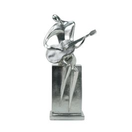 Decorativo Músico Violão Resina Prata