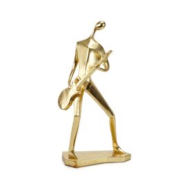 Decorativo Músico Guitarra Resina Dourado