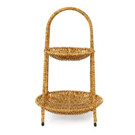 Fruteira Redonda 2 Níveis Fibra Sintética Palha