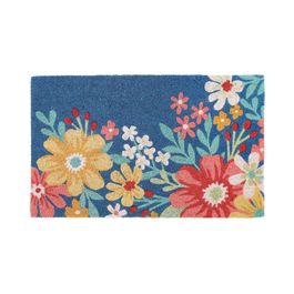 Capacho Florido Pvc Azul