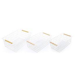 Cesta Retangular Metal Bege