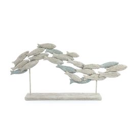 Decorativo Peixes Poliresina Azul Cinza