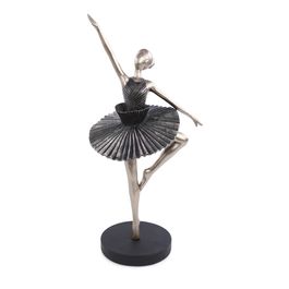 Decorativo Bailarina Poliresina Prata Preto