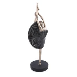 Decorativo Bailarina Poliresina Prata Preto