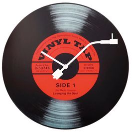 Relógio De Parede Vidro Preto Vermelho