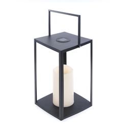 Lanterna Com Alça E Porta Vela Metal Preto / Incolor