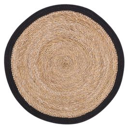 Lugar Americano Redondo Fibra Natural Marrom / Preto