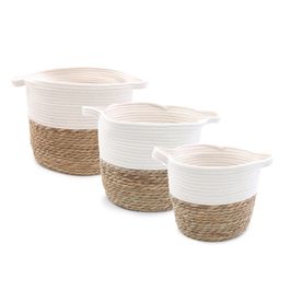 Cesta Fibra Natural Natural / Branco