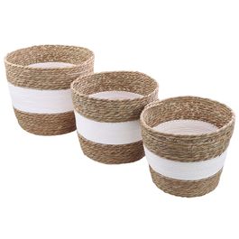 Cesta Fibra Natural Natural / Branco