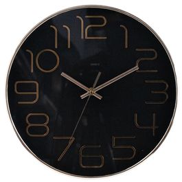 Relógio De Parede Plástico Preto / Dourado