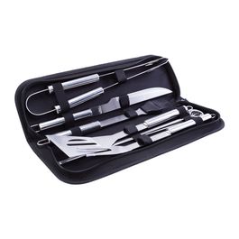 Kit Churrasco C/ 10 Peças Aço Inox Inox / Preto