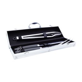 Kit Churrasco C/ 4 Peças Aço Inox Inox / Preto