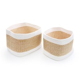 Cesta Fibra Natural Natural / Branco