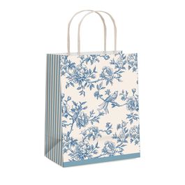 Sacola De Papel Versalhes Azul/Marfim