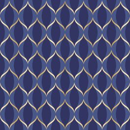 Saco Para Presente Metal Waves Azul E Ouro
