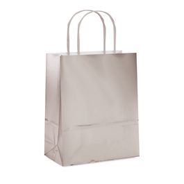Sacola De Papel Liso Metalizado Prata Fosco