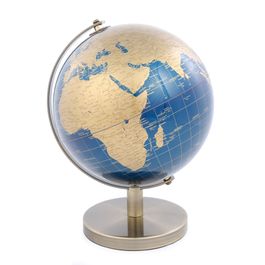 Decorativo Globo Metal Dourado Azul