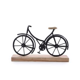 Decorativo Bicicleta Madeira Natural Preto