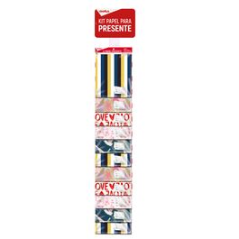 Kit Completo Papel De Presente Com Clip Strip Sortido Geral Colorido
