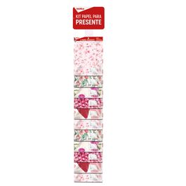 Kit Completo Papel De Presente Com Clip Strip Sortido Feminino Colorido