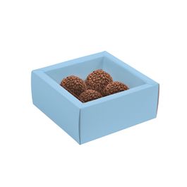 Caixas Para 4 Brigadeiros E Bombons Com Tampa De Acetato Collection Cores Azure