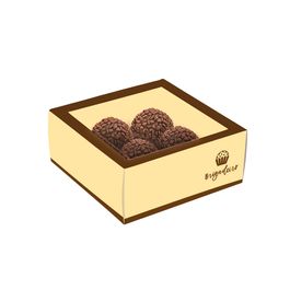 Caixas Para 4 Brigadeiros E Bombons Com Tampa De Acetato Collection Brigadeiro Amarelo / Marrom