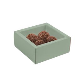 Caixas Para Brigadeiros E Bombons Com Tampa De Acetato Sálvia