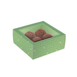 Caixas Para Brigadeiros E Bombons Com Tampa De Acetato Pistache