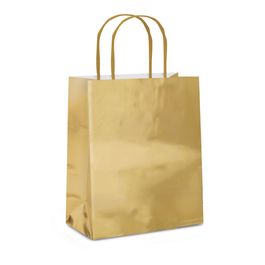 Sacola De Papel Liso Metalizado Ouro