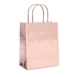 Sacola De Papel Liso Metalizado Rose Gold